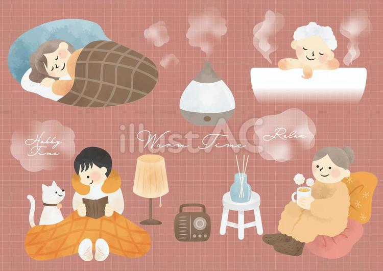 冬のお家時間 セットイラスト - No: 24616110｜無料イラスト・フリー