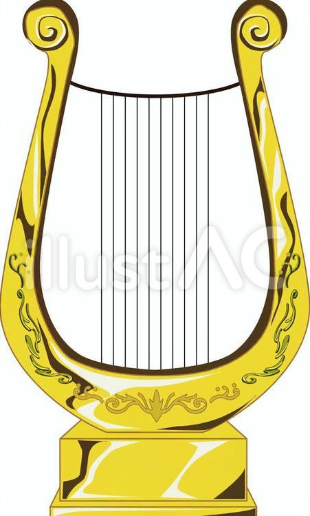 竪琴 弦 楽器 弦楽器 金 つやイラスト - No: 23137813｜無料イラスト