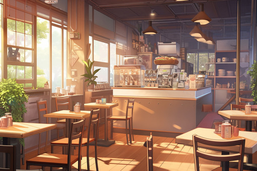 カフェの風景イラスト - No: 24141588｜無料イラスト・フリー素材なら