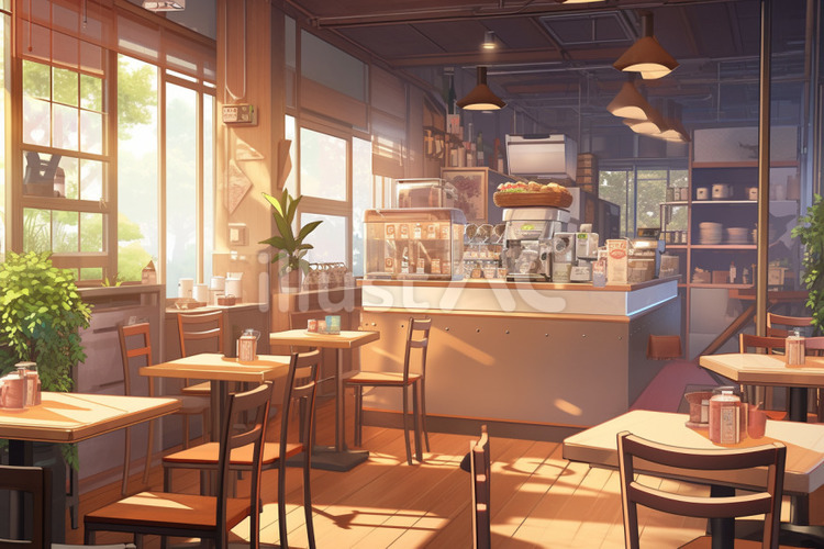 カフェの風景イラスト - No: 24141588｜無料イラスト・フリー素材なら