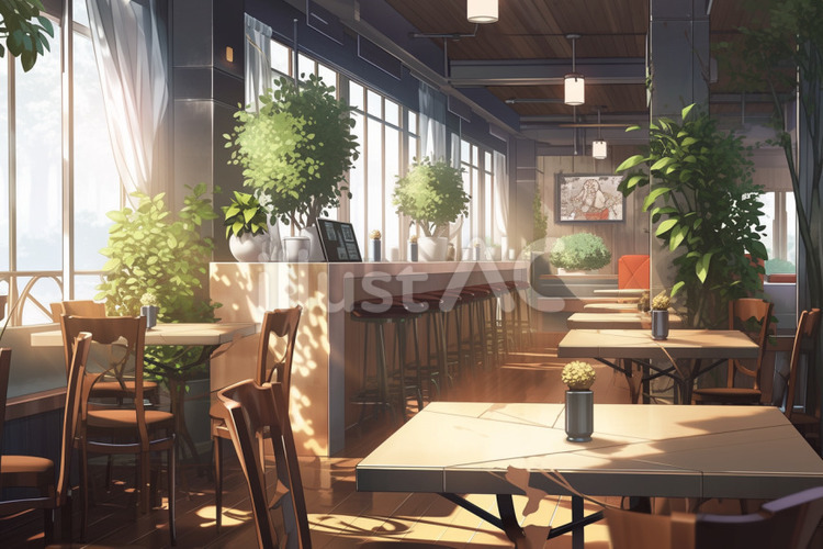 カフェの風景イラスト - No: 24141586｜無料イラスト・フリー素材なら