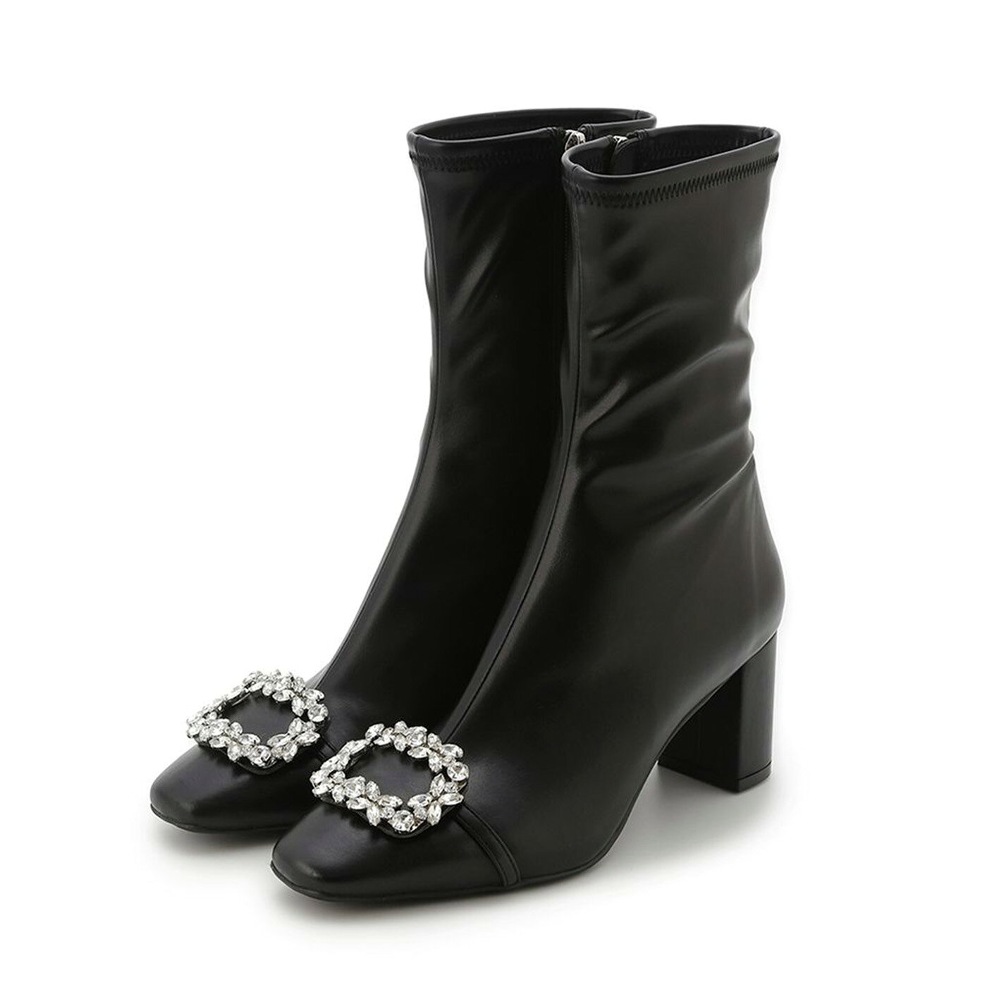 新品 未使用 セルフォード ショートブーツ レザー ブラック ビジュー