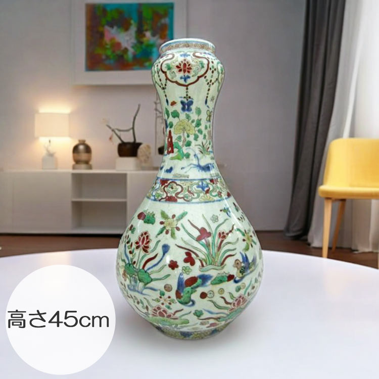 鳳紋梅瓶 中国美術 景徳鎮 陶磁器 装飾品 現代工芸品 美術
