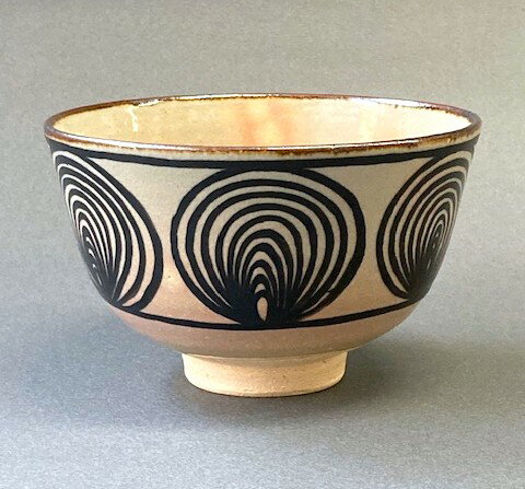 二代 加藤渓山造 砧青瓷 馬蝗絆茶碗 共箱 茶道具 二代 加藤渓山造 砧