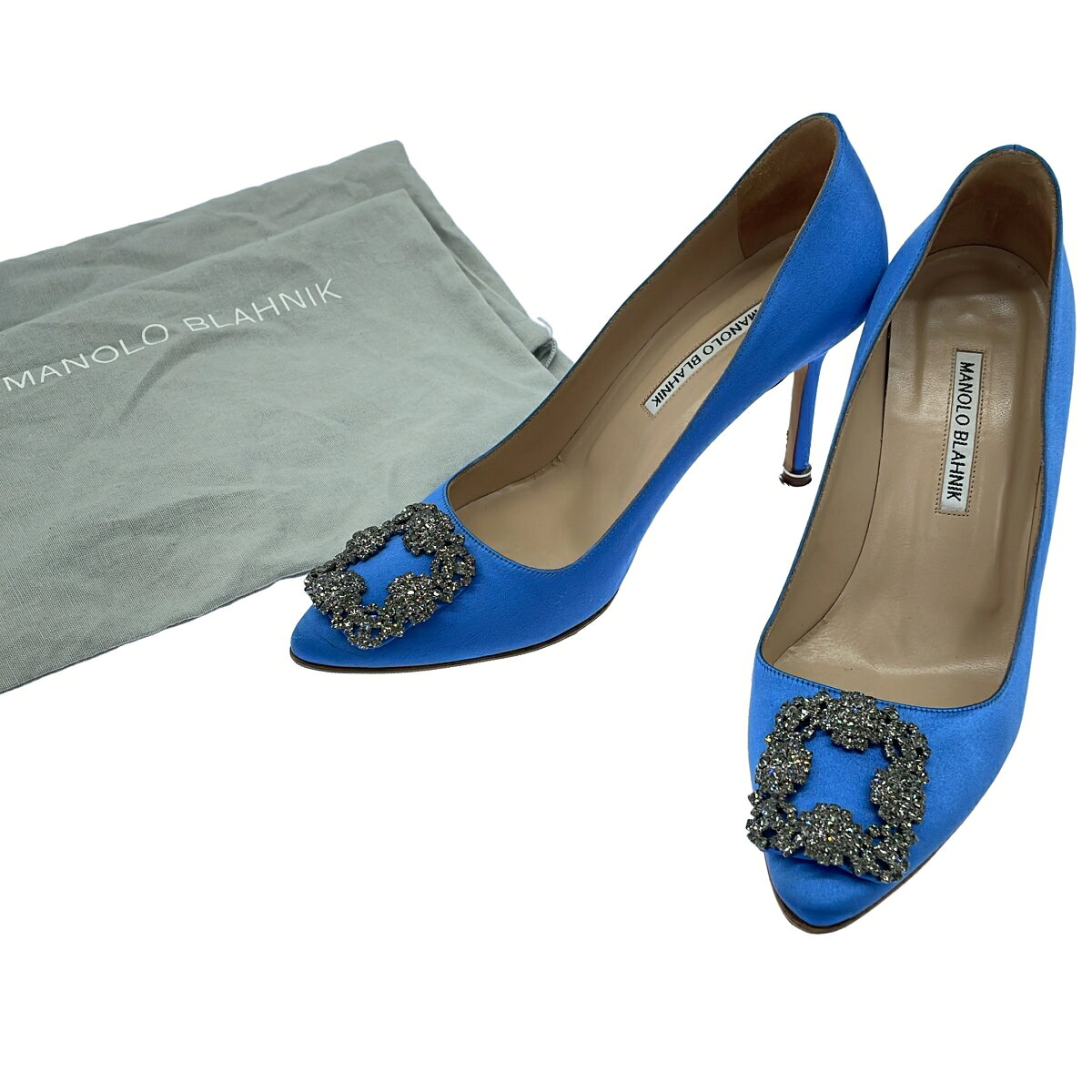 Manolo Blahnik ハンギシ 36 ネイビー ドット マノロブラニク MANOLO