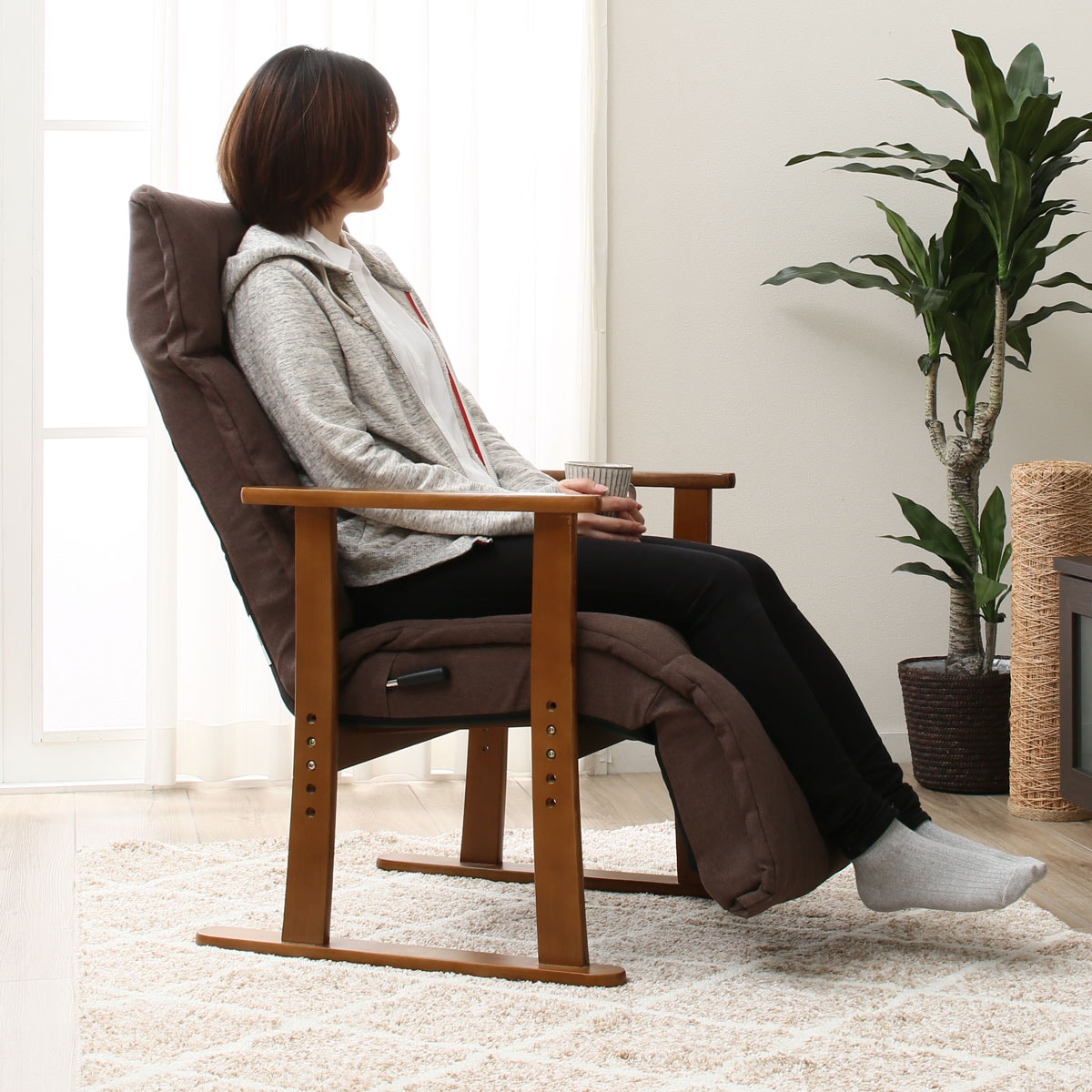 幅62cm] 4段調整 高座椅子 (グランデ) リクライニング ハイバック 高さ