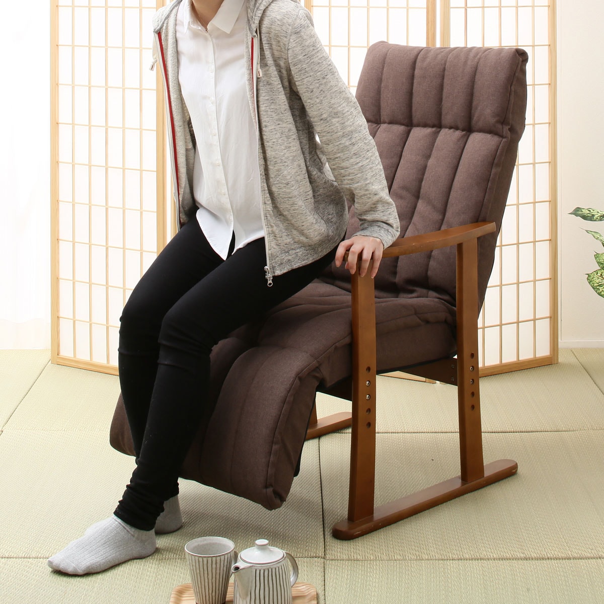 幅62cm] 4段調整 高座椅子 (グランデ) リクライニング ハイバック 高さ