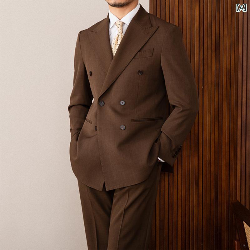 楽天市場】ブラウン（シングル/ダブルボタンダブル）（スーツ
