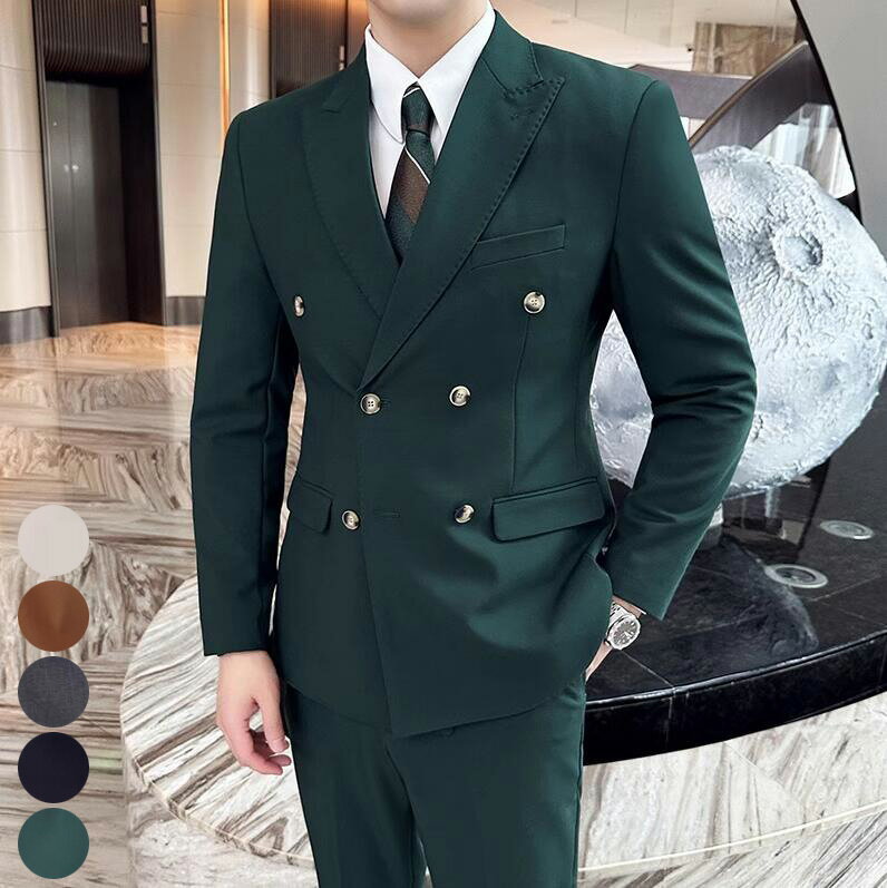 vintage】セットアップ ダブルスーツ 成人式 ピンズ ネクタイ グリーン