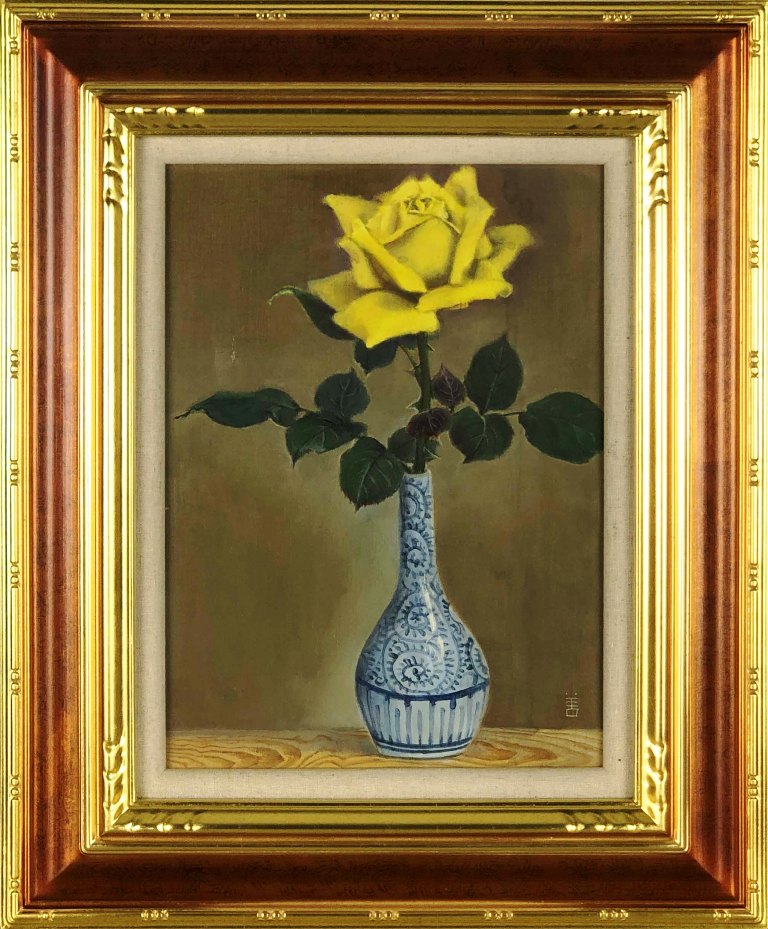 楽天市場】一輪 バラ（油彩画｜絵画）：アート・美術品・骨董品・民芸