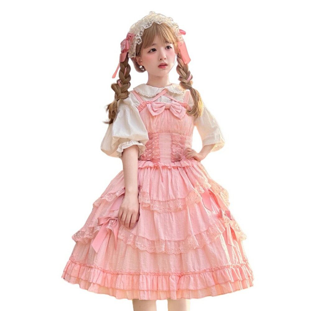 楽天市場】ロリータ ジャンパースカート（カラーピンク）（レディース