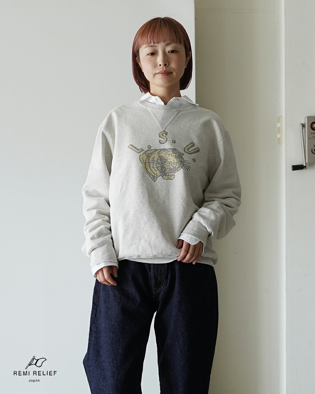 楽天市場】remi relief レミレリーフ クルーネックスウェットの通販