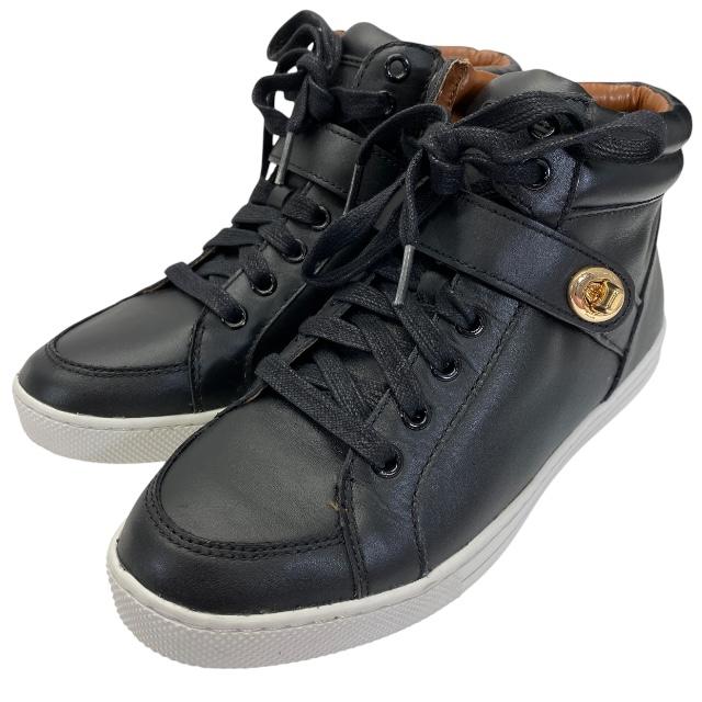 coachハイカットブラックシグネチャーレザースニーカー41約26.5cm