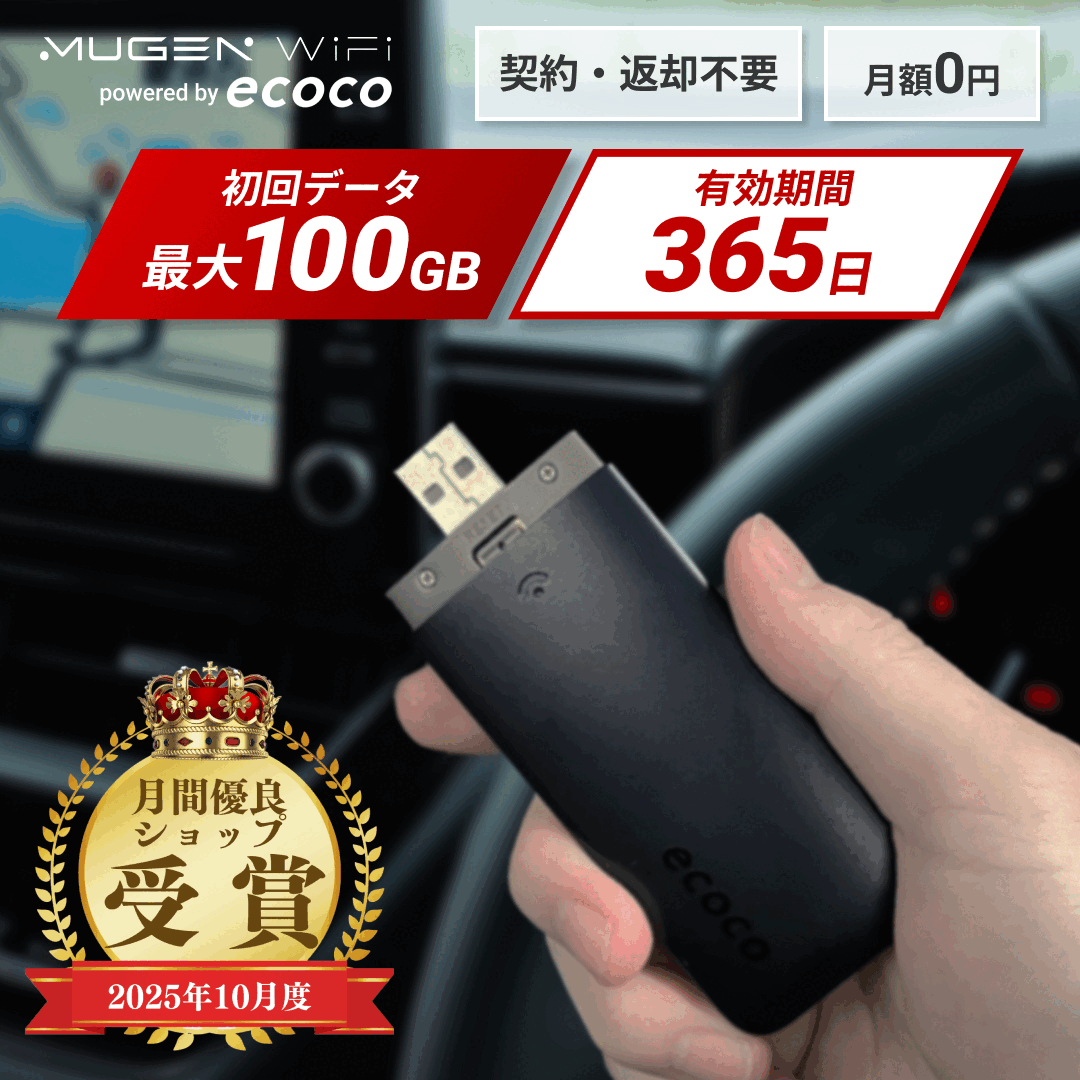 楽天市場】ecoco 1年間 ギガ 付 usb型 スティック wi-fiの通販