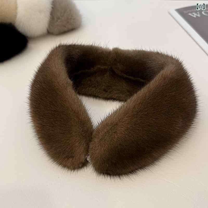サンフラワー ミンクファー ネックウォーマー スヌード ブラウン サン