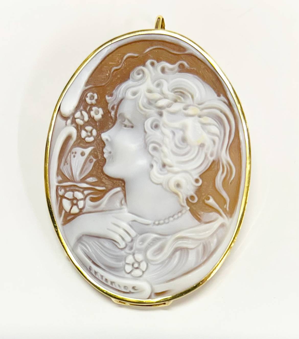 楽天市場】カメオ ブローチ k18（ペンダントトップ｜レディース