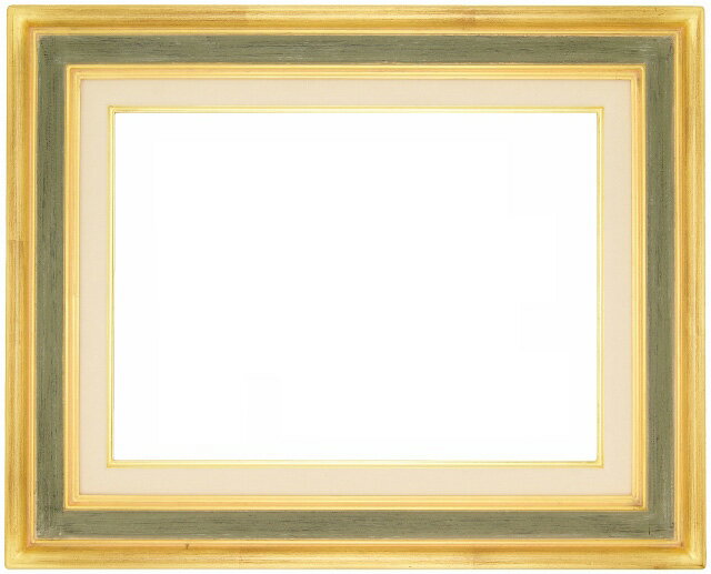 超美品 F15サイズ 油彩額縁 前面ガラス＆供箱付き黒と金の装飾 1230①