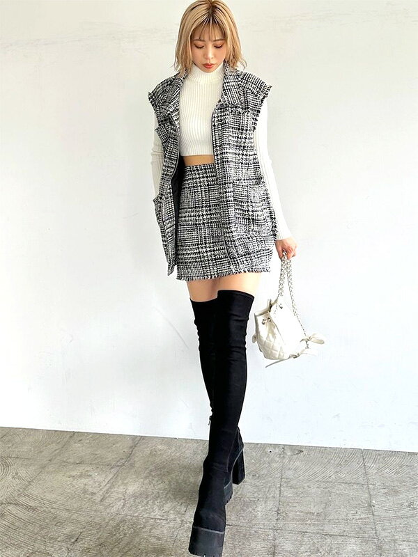 EMODA エモダ 厚底 ブーツ スクエア フィット ロング ブーツ ニーハイ