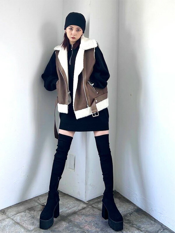 EMODA エモダ 厚底 ブーツ スクエア フィット ロング ブーツ ニーハイ