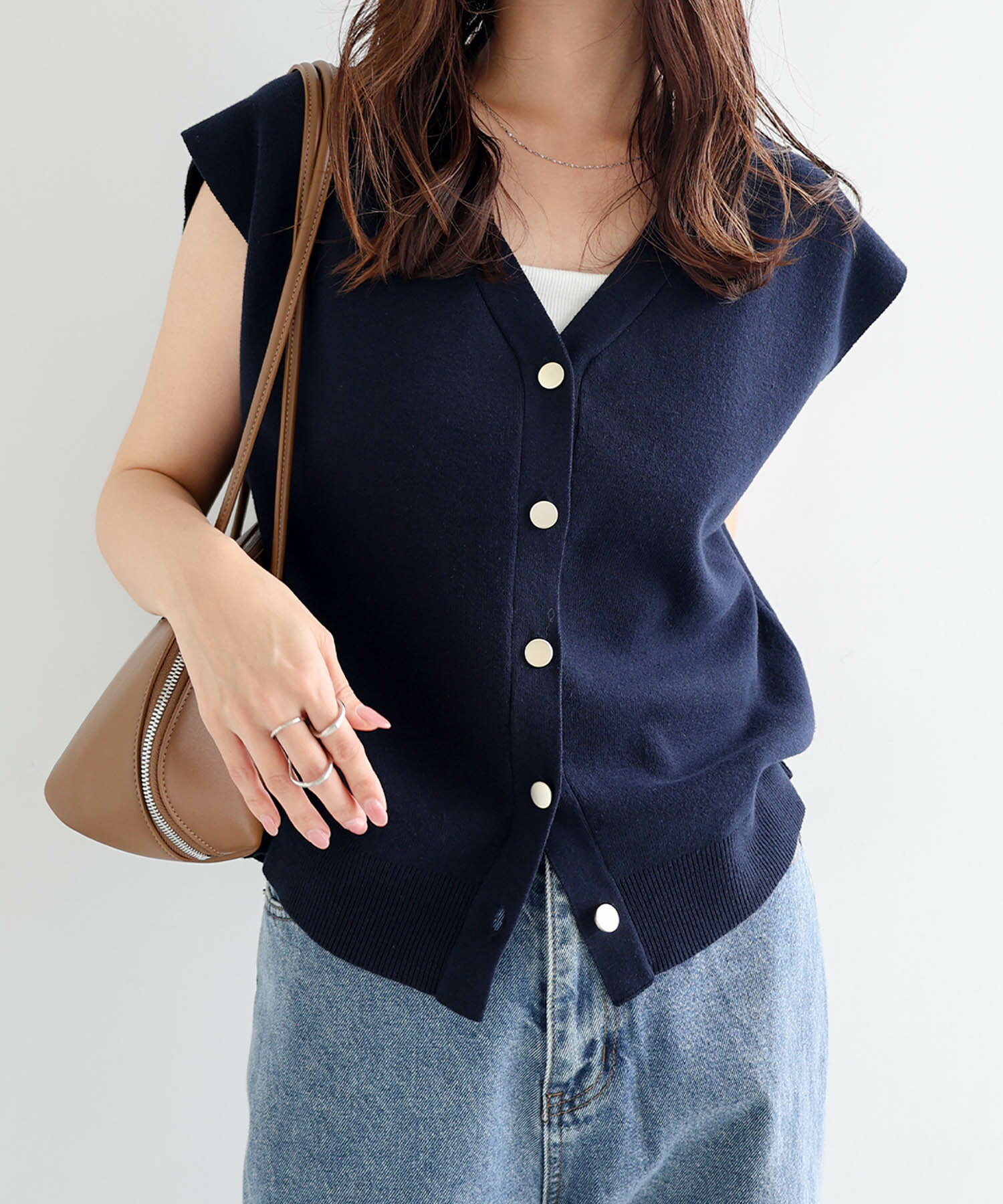 楽天市場】ノースリーブ（カラーネイビー）（ベスト・ジレ｜トップス