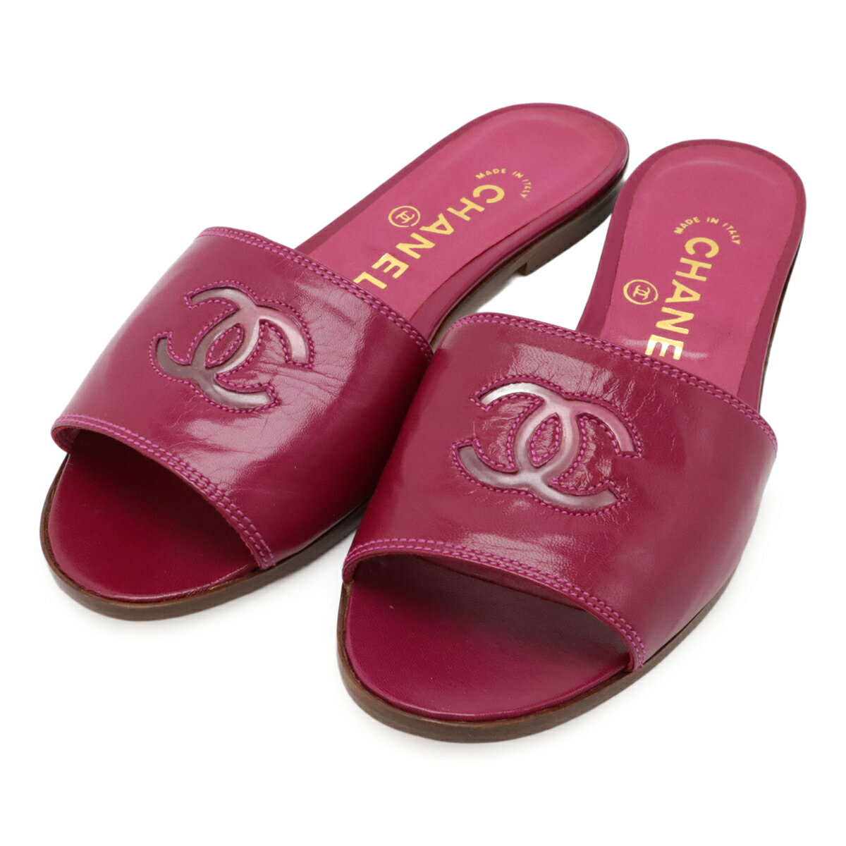 CHANEL シャネル バイカラー ミュール ココマーク ポインテッドトゥ 36