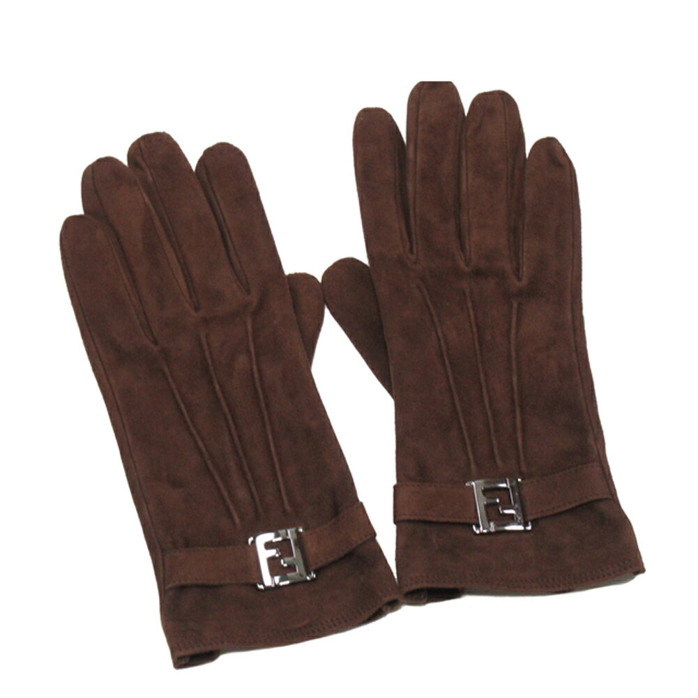 FENDI ズッカ金具 ベロア手袋 バーガンディ FENDI ズッカ金具 ベロア