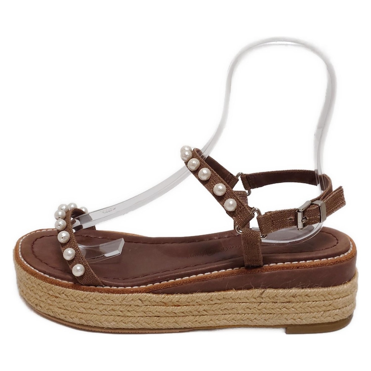 ツルバイマリコオイカワ 38 サンダル ベルベット ビジュー ベロア 厚底