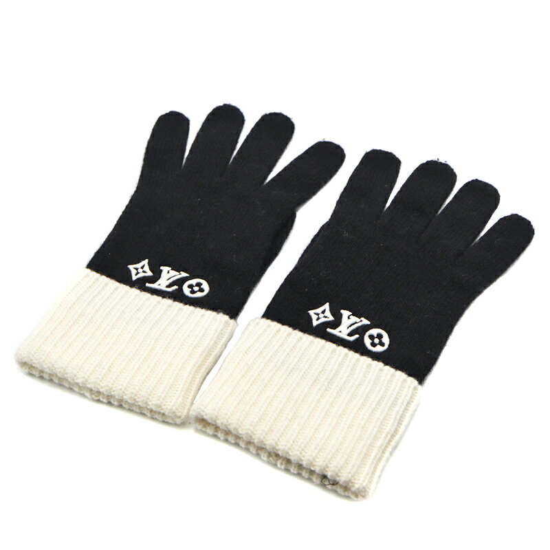 未使用に近い【ルイヴィトン】グローブ LVヘッドライン ウール100