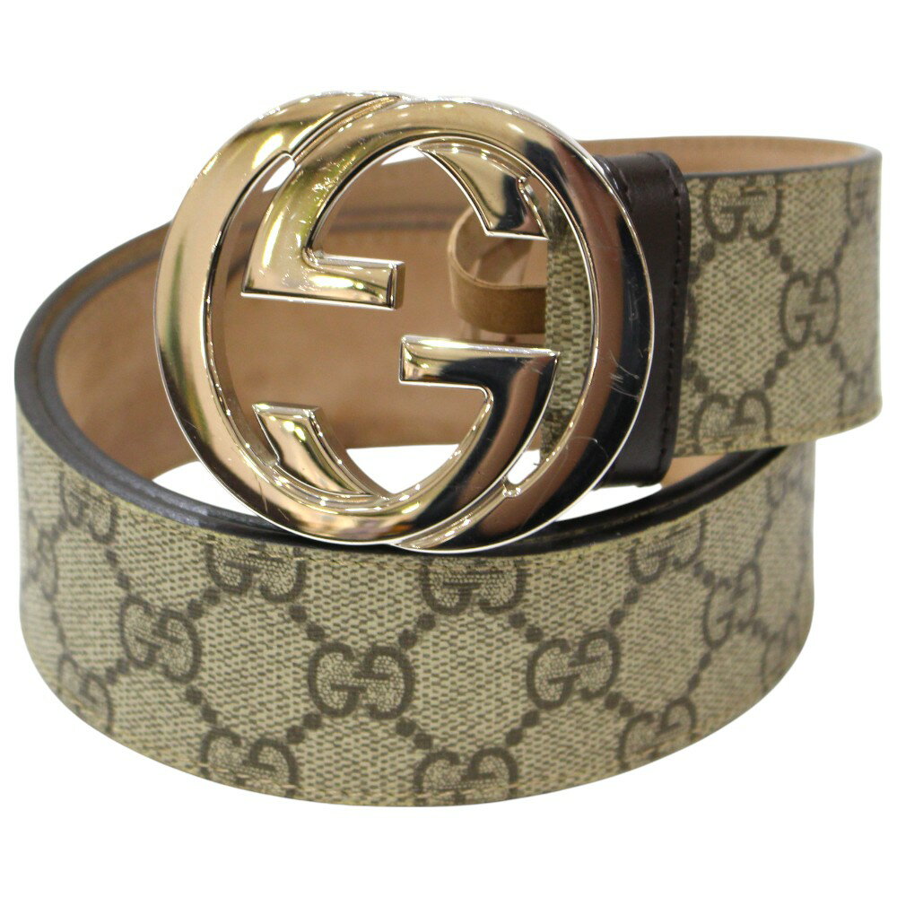 GUCCI✨グッチ レザー ベルト インターロッキング ゴールド ブラウン