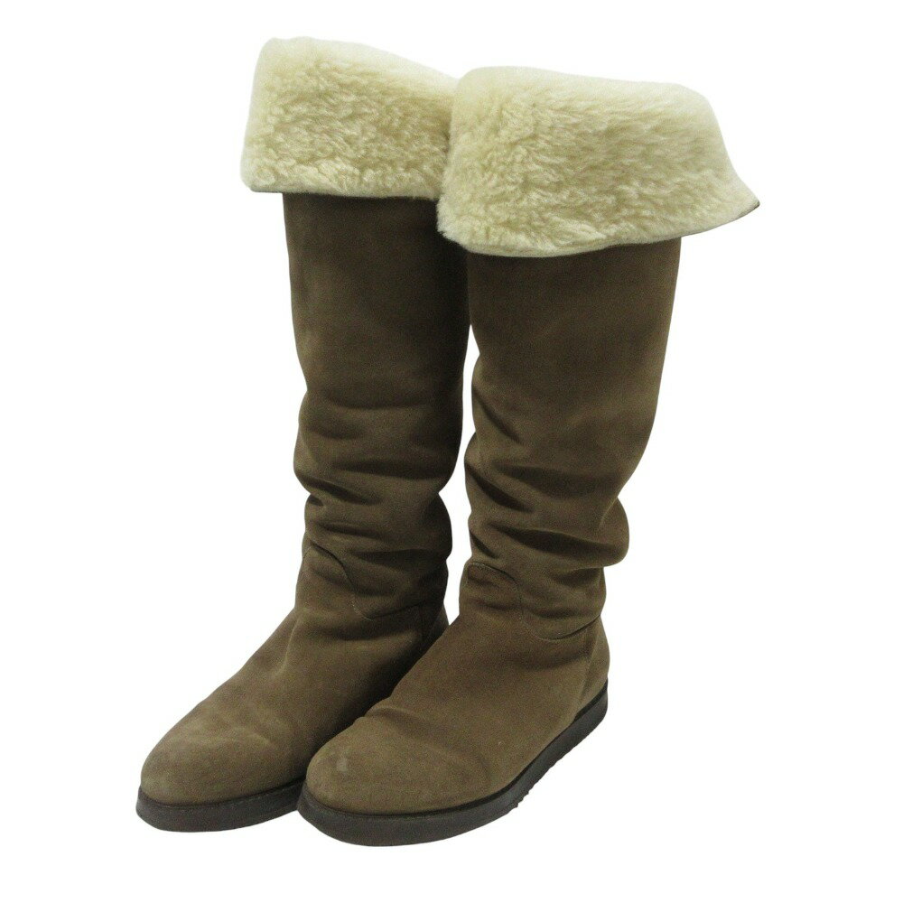 中古】フェラガモ ロングムートンブーツ スエード 2way サイズ8 中古