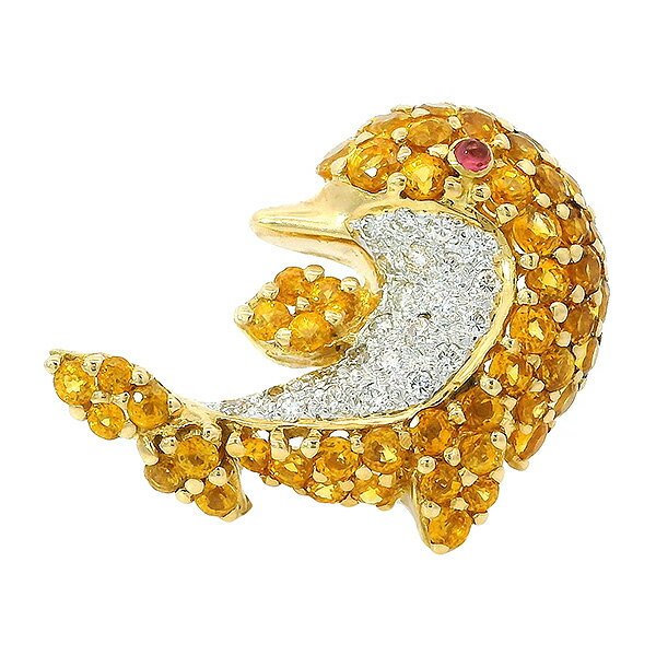 極 美品 パスクワーレブルーニ K18 エナメル ブローチ ポンテヴェキオ