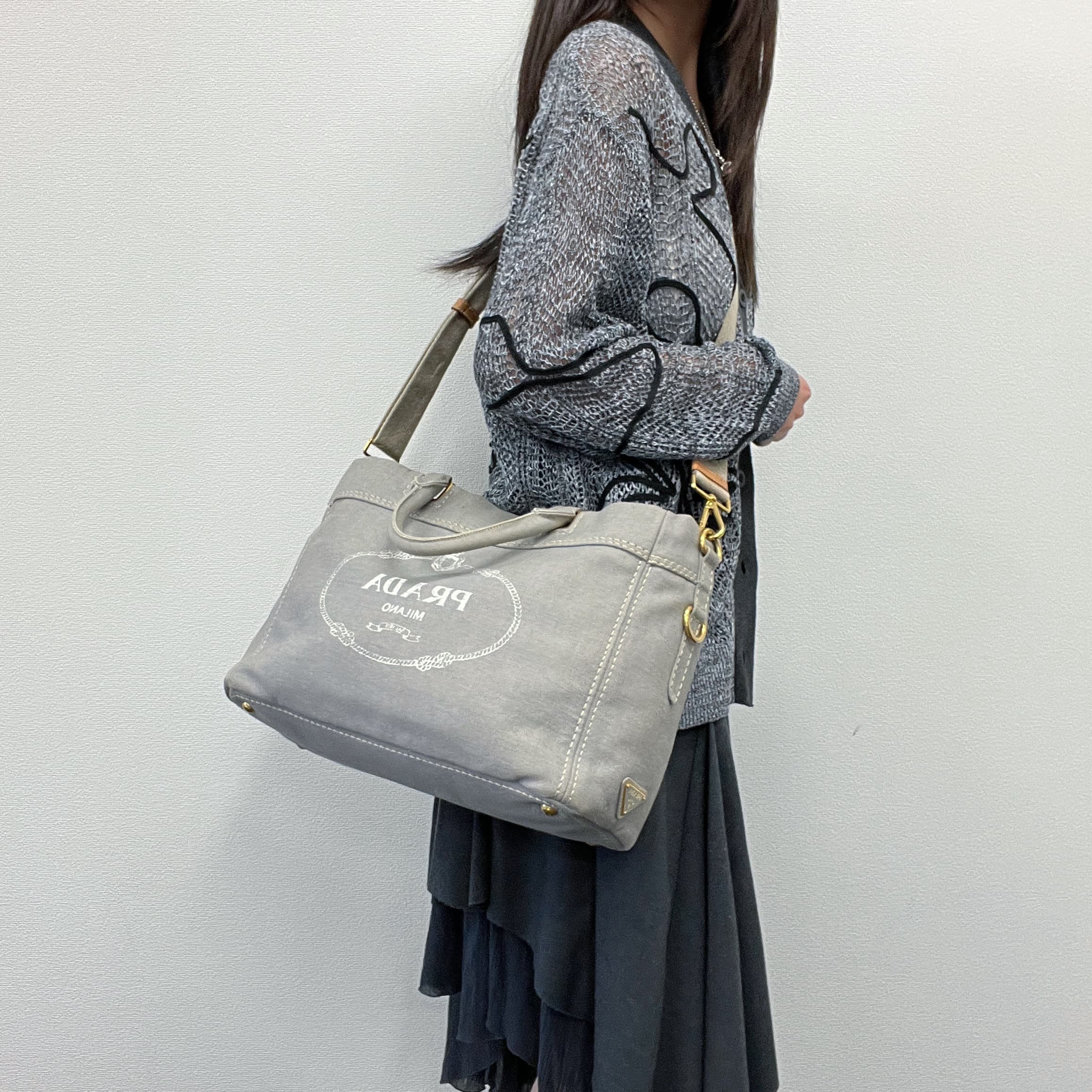 楽天市場】プラダ カナパ デニム グレー（レディースバッグ｜バッグ