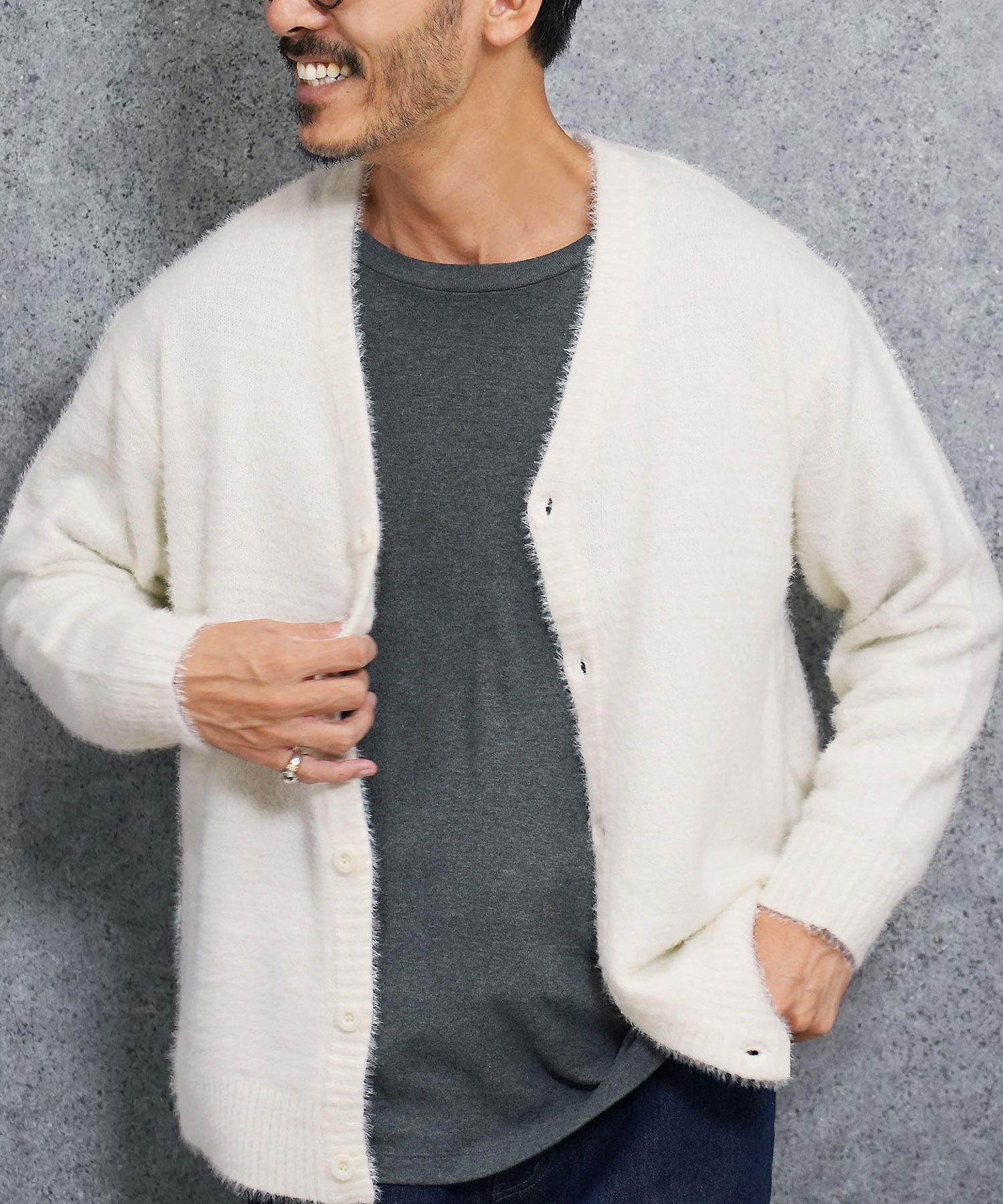 楽天市場】モヘア カーディガン（カラーホワイト）（メンズ