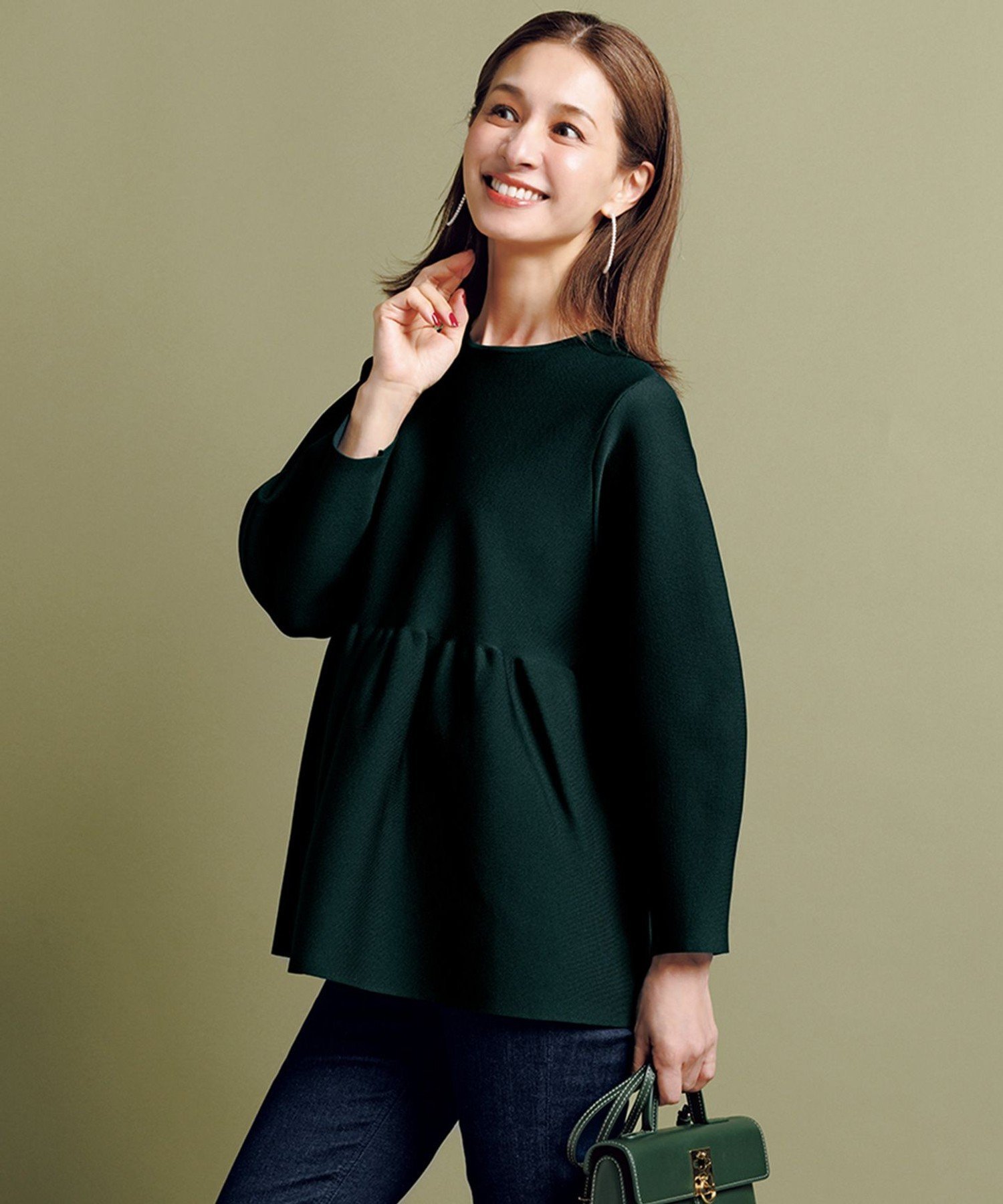 楽天市場】ペプラム トップス ネイビーの通販