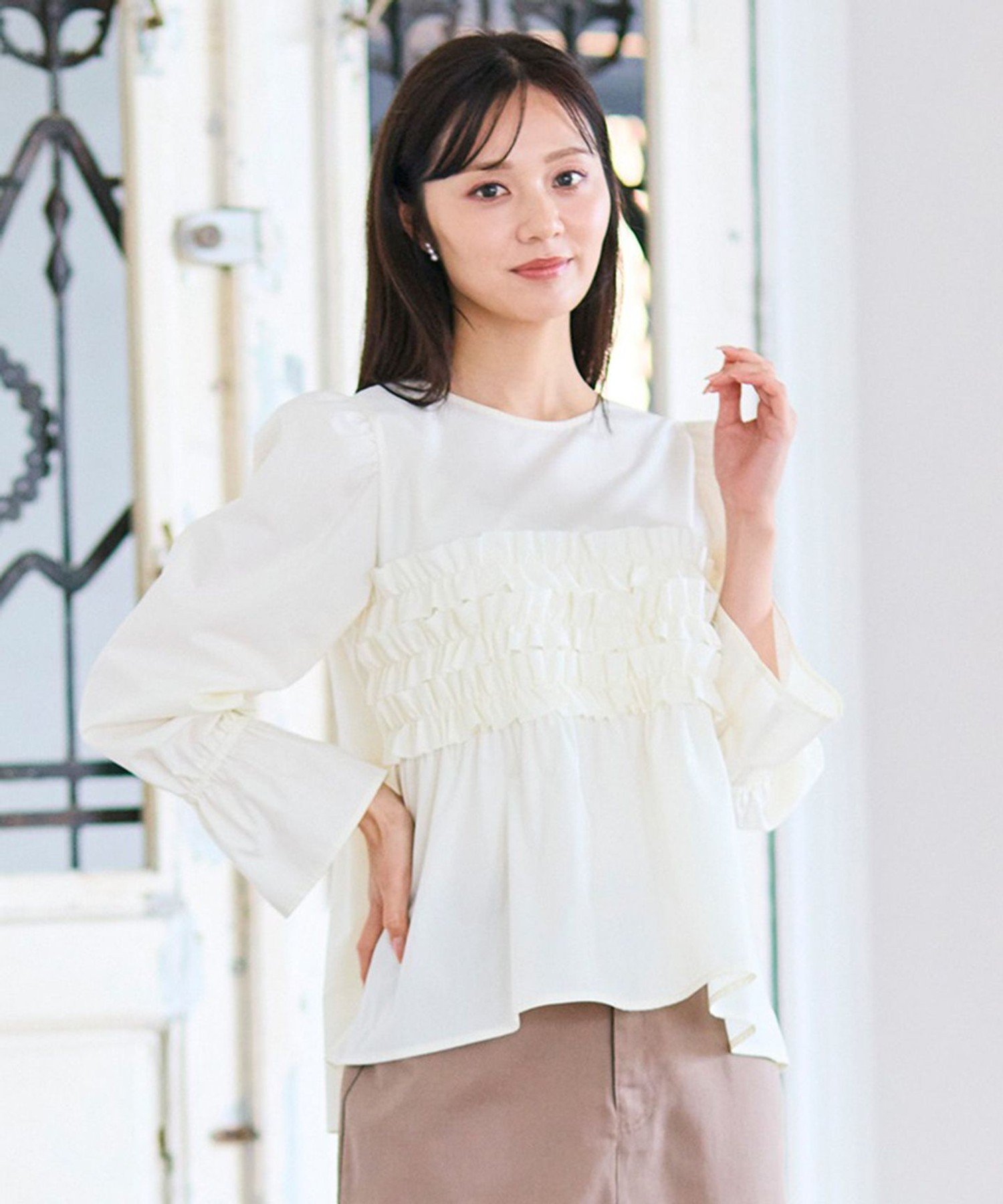 楽天市場】フリル ブラウス 赤の通販