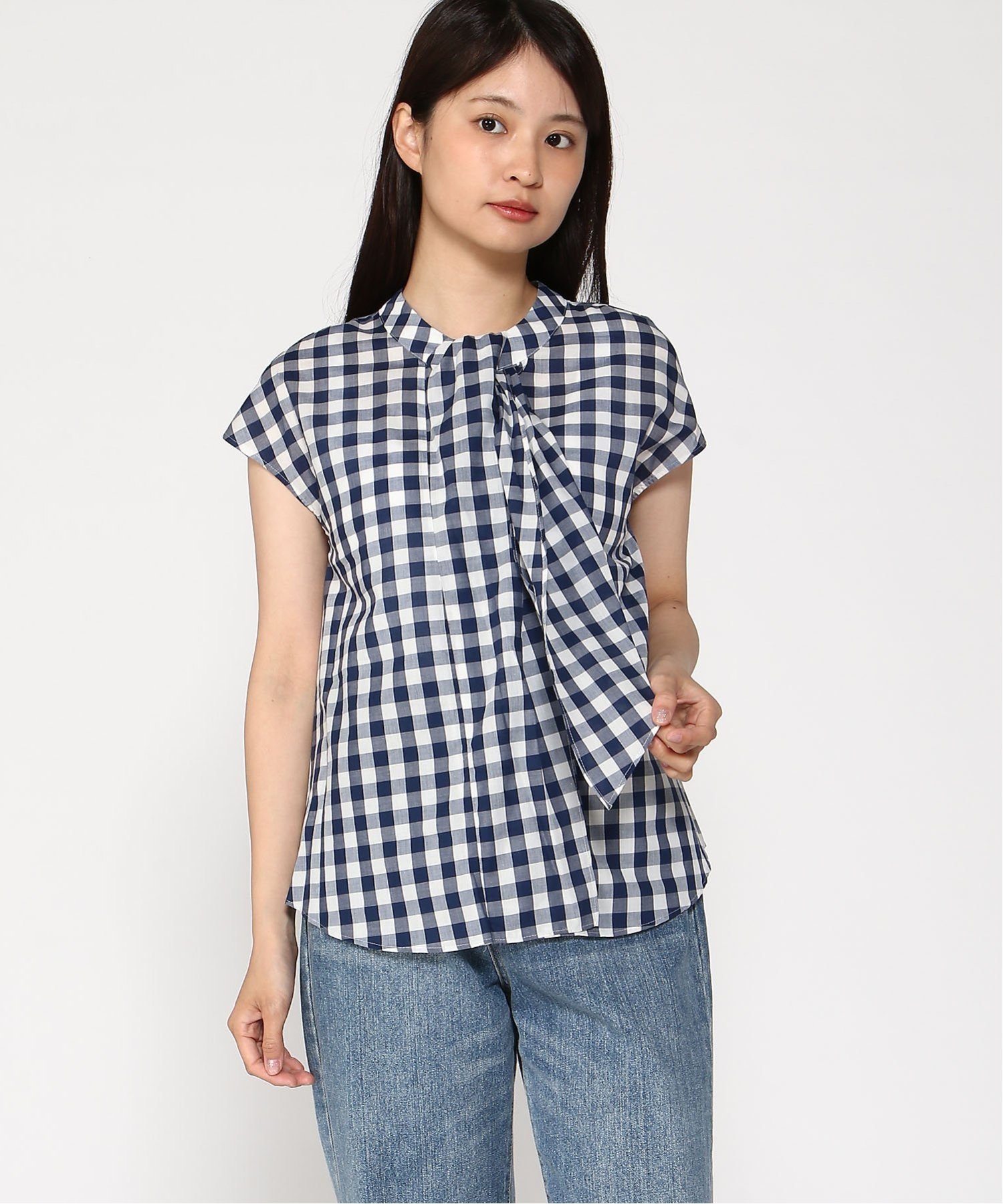 楽天市場】ギンガムチェック パンツ（カラーネイビー）（トップス