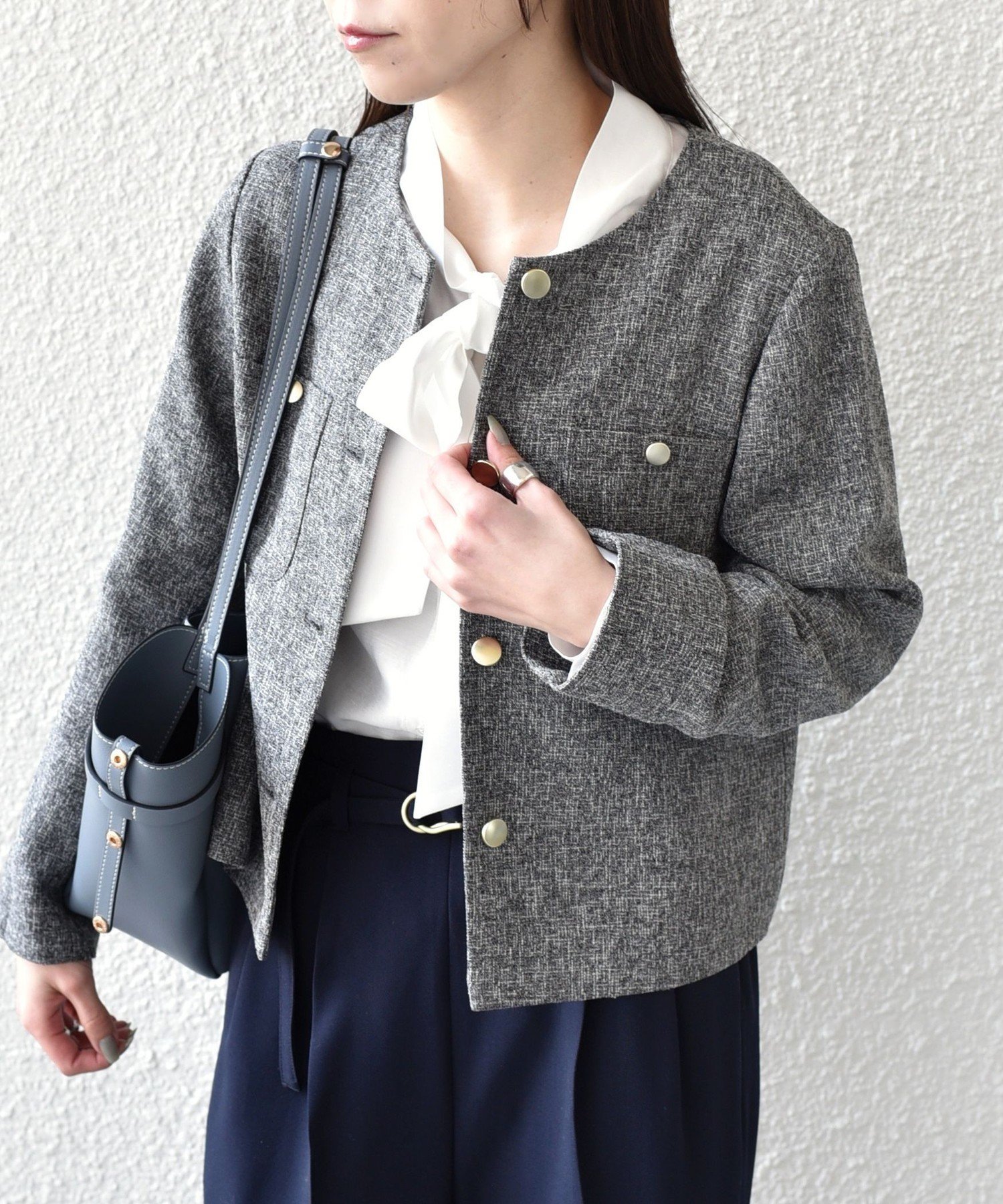 楽天市場】ツイード ジャケット ノーカラー（ブランドシップス）の通販