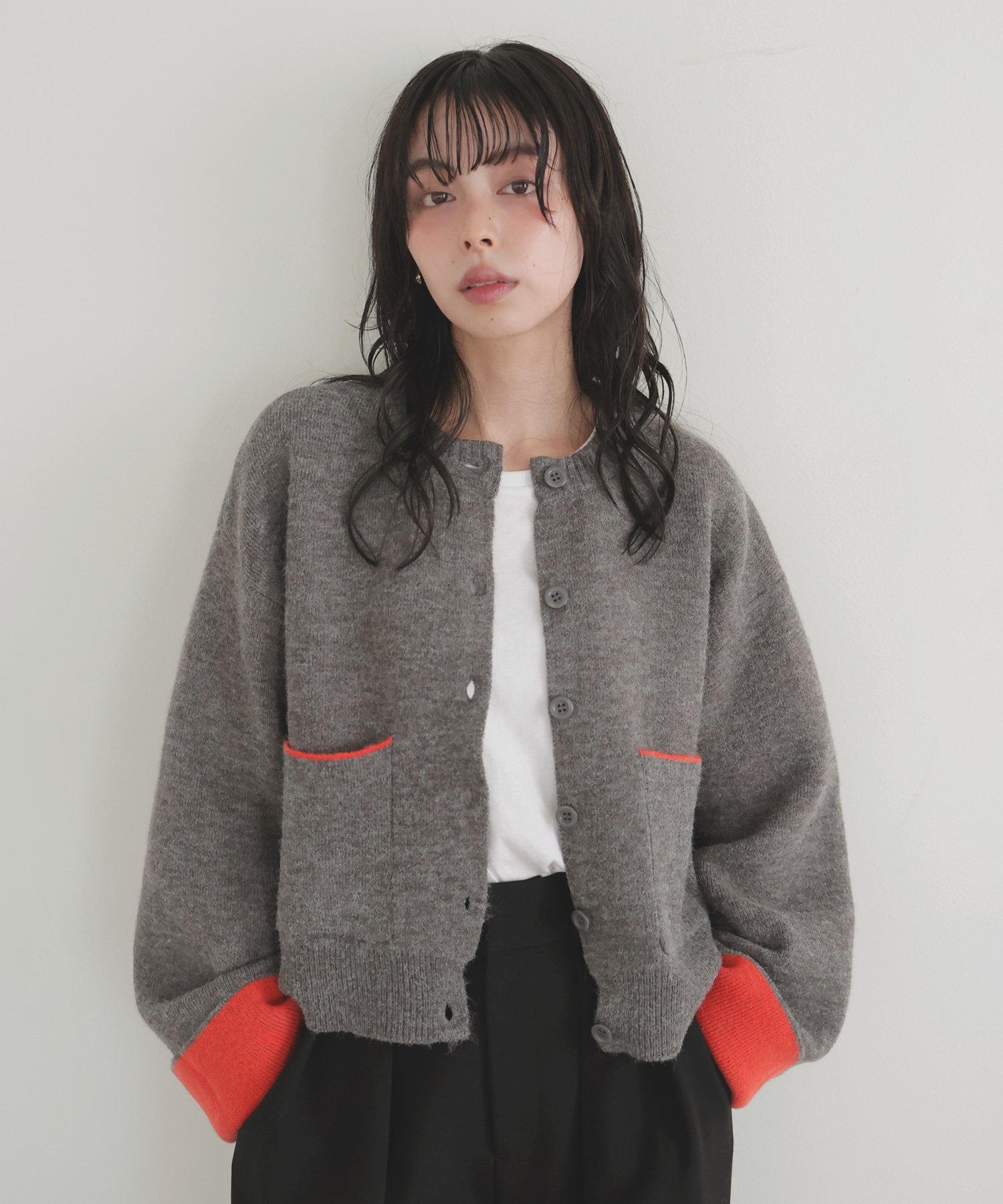 楽天市場】バイカラー カーディガン（カラーグレー）（トップス