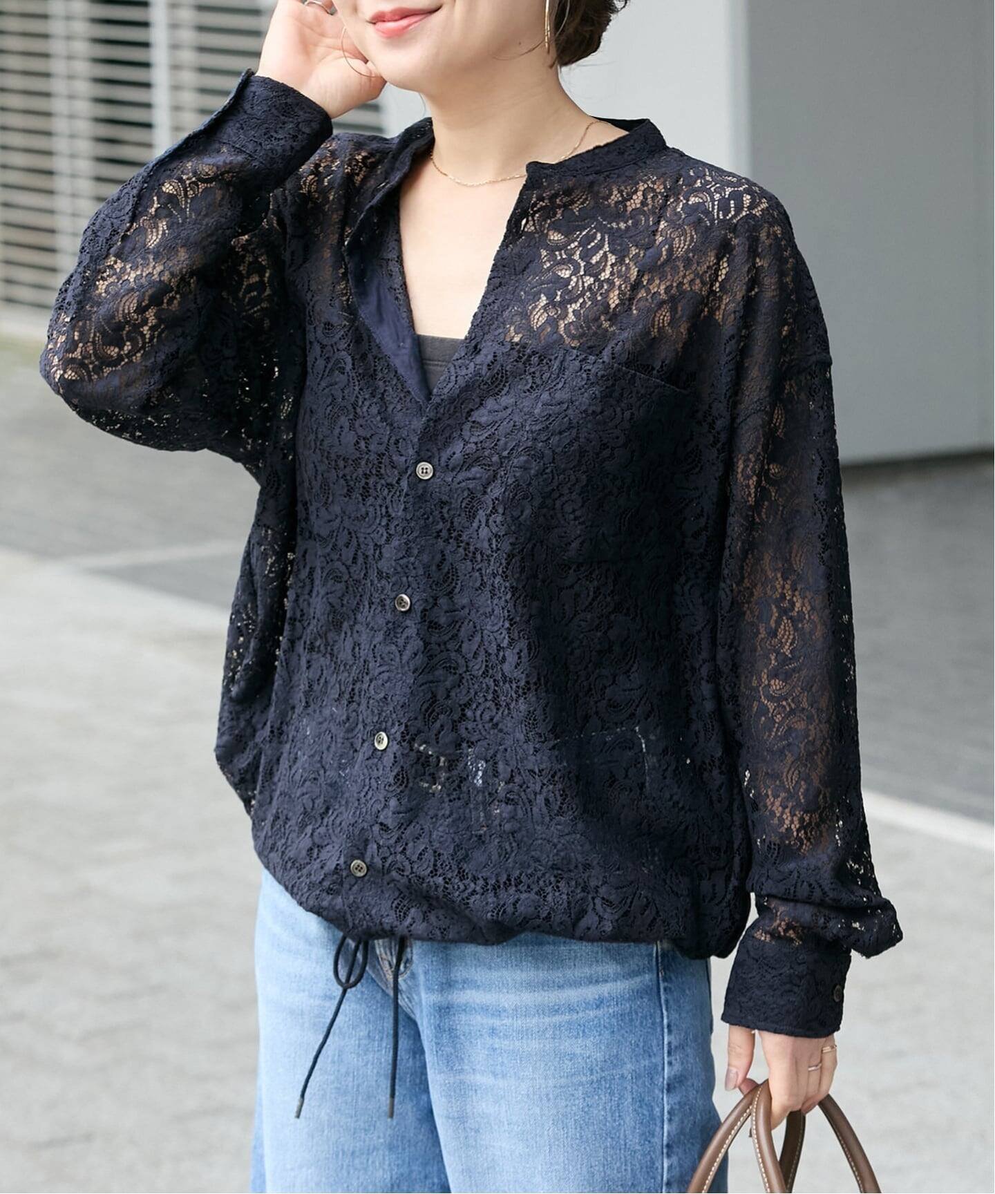 楽天市場】レース スタンドカラー ブラウスの通販