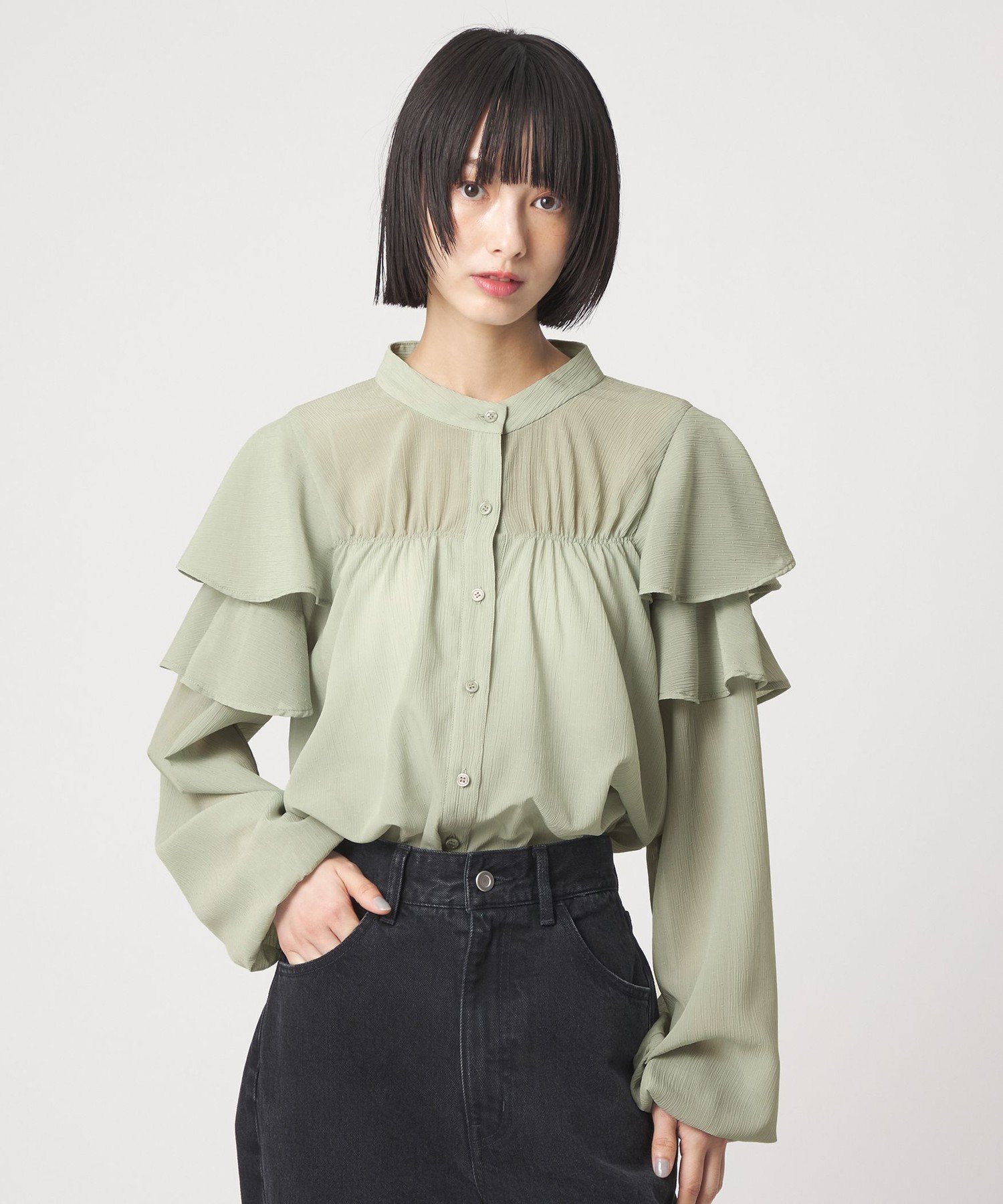 楽天市場】スタンドカラー ブラウス（柄ドット・水玉）の通販