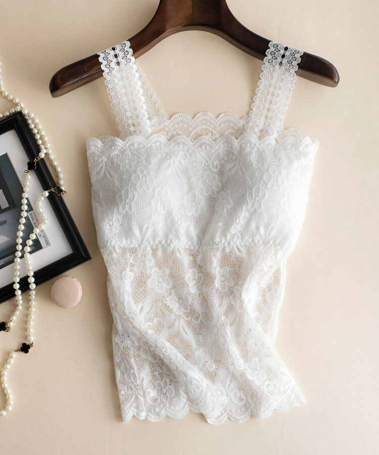 楽天市場】カップ付き レースキャミソール（カラーホワイト）の通販