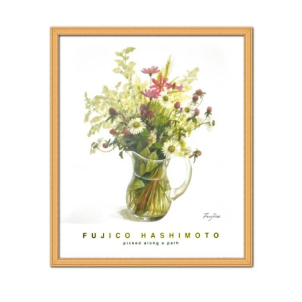 原画！橋本不二子「クリスマスローズ」水彩画 豪華アクリルBOX型額縁