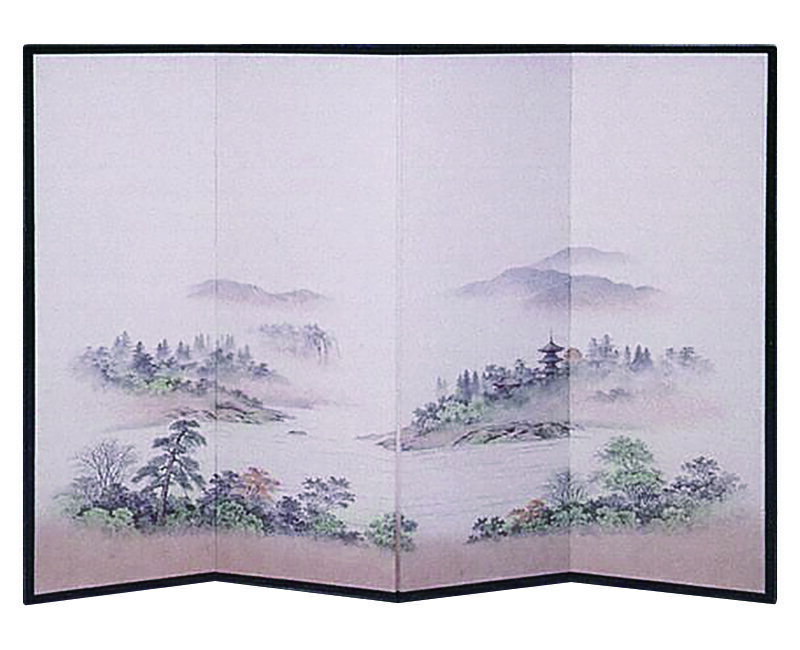 春嶺銘 節句屏風 四曲一帖 海魚図 屏風 幅約165㎝ 背景 節句飾り