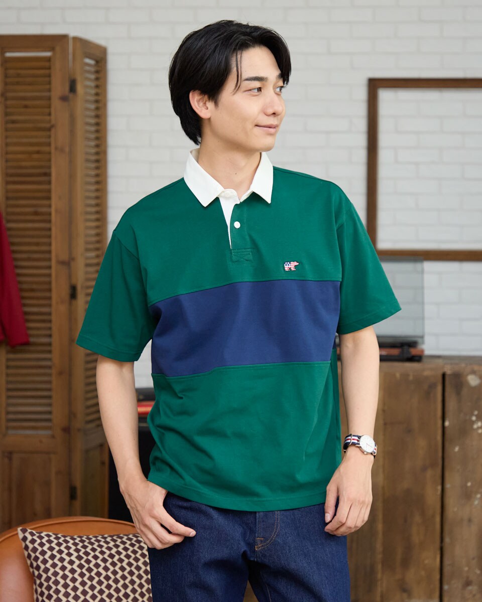 楽天市場】ラガーシャツ（カラーグリーン）（ポロシャツ｜トップス