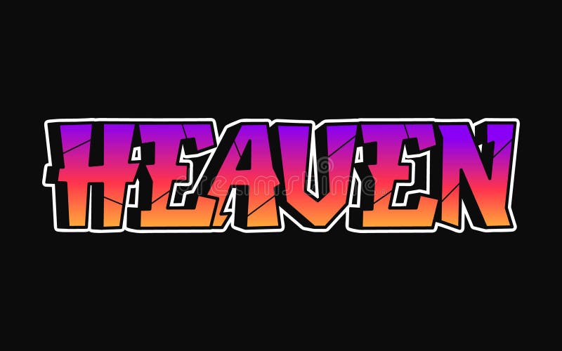 Heaven - Single Word, Letters Graffiti Style. Vector Hand Drawn
