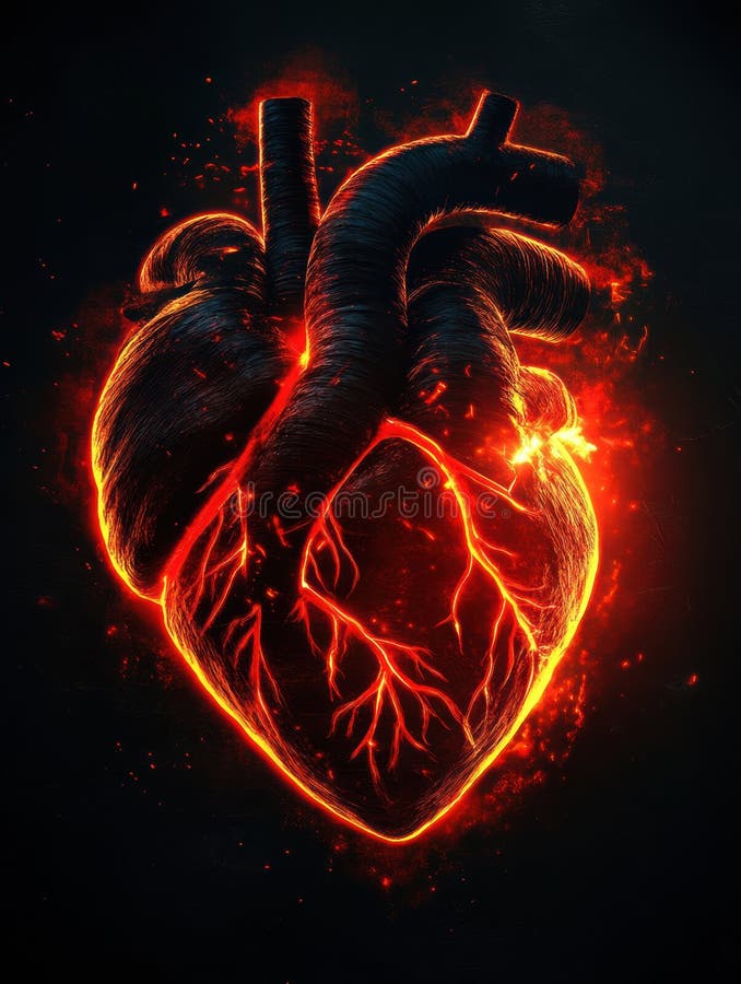 Ai Generated Art Dramatic Colorful Heart Dark Generative Stock