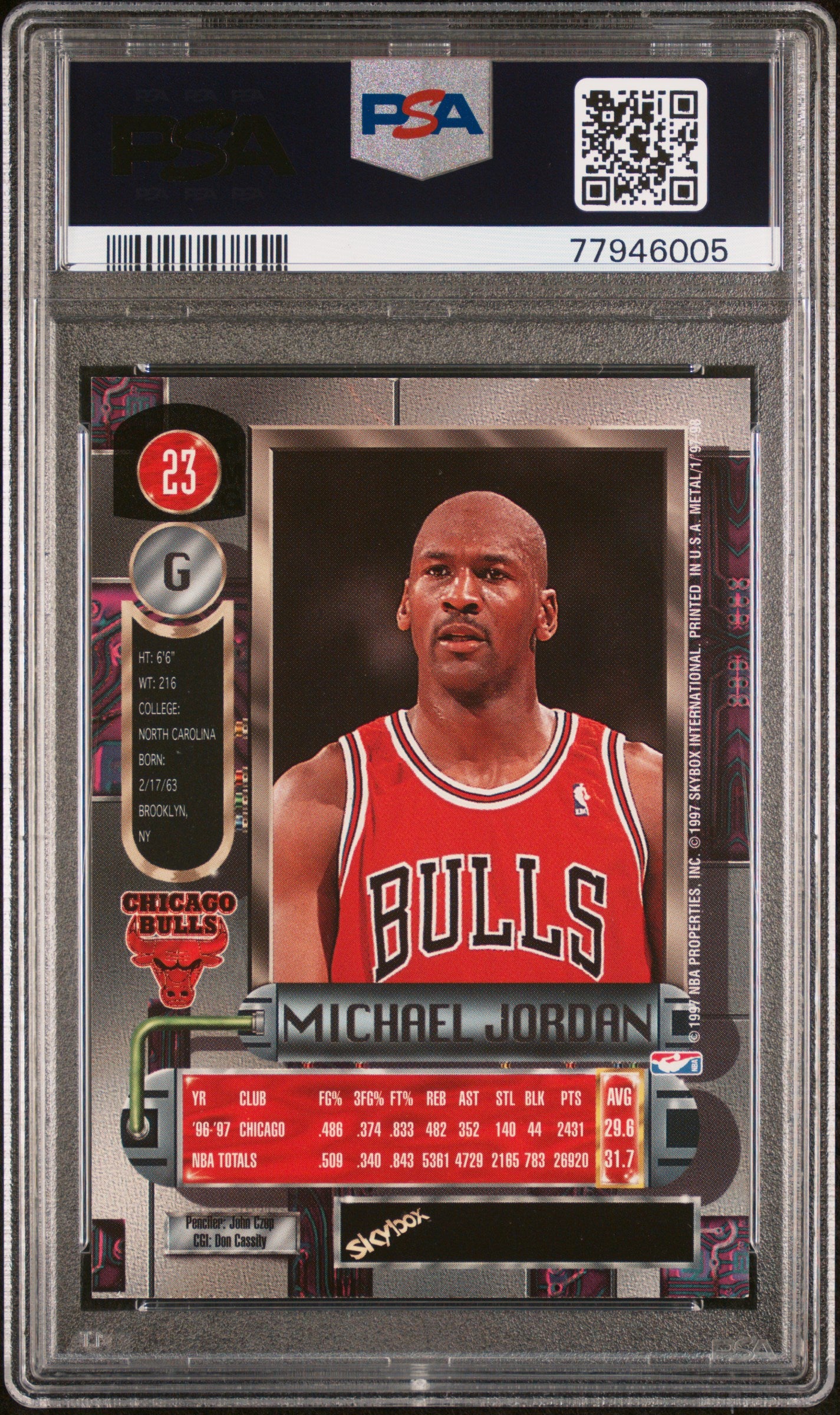 Michael Jordan 1997 Metal Universe #23 PSA 8 Nm-Mint – Three Stars