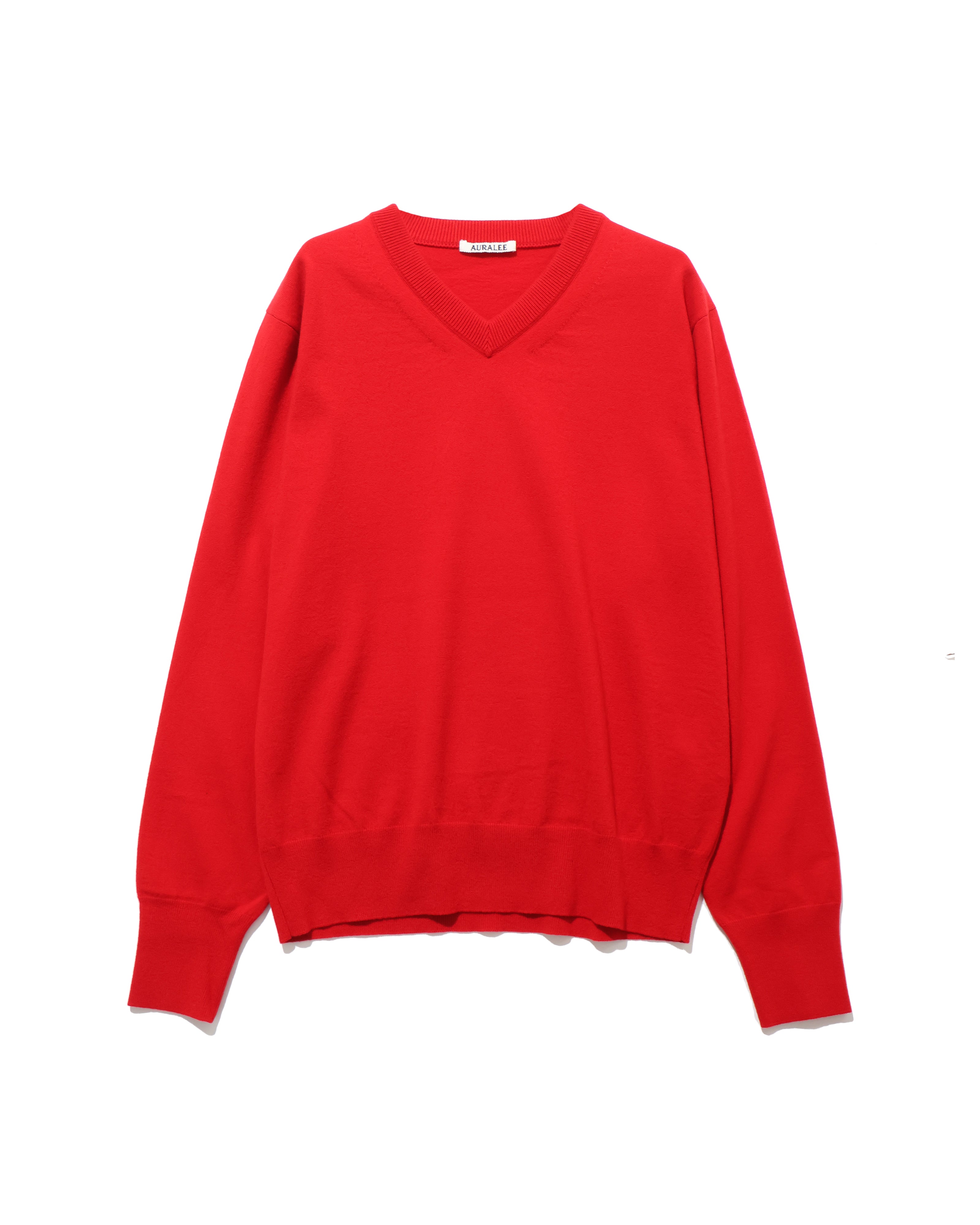 HIGH TWIST WOOL KNIT V-NECK P/O RED – TIME AFTER TIME