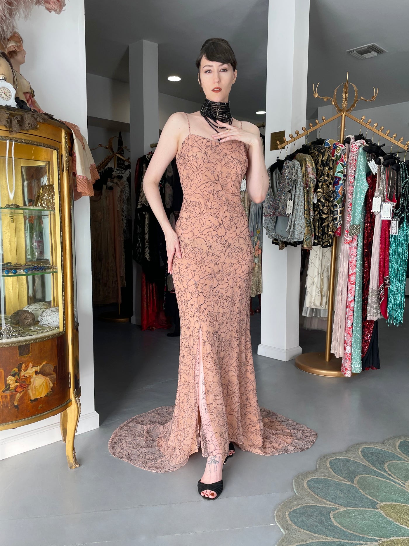 Vintage 2006 Christian Dior by John Galliano Nude Illusion Floral