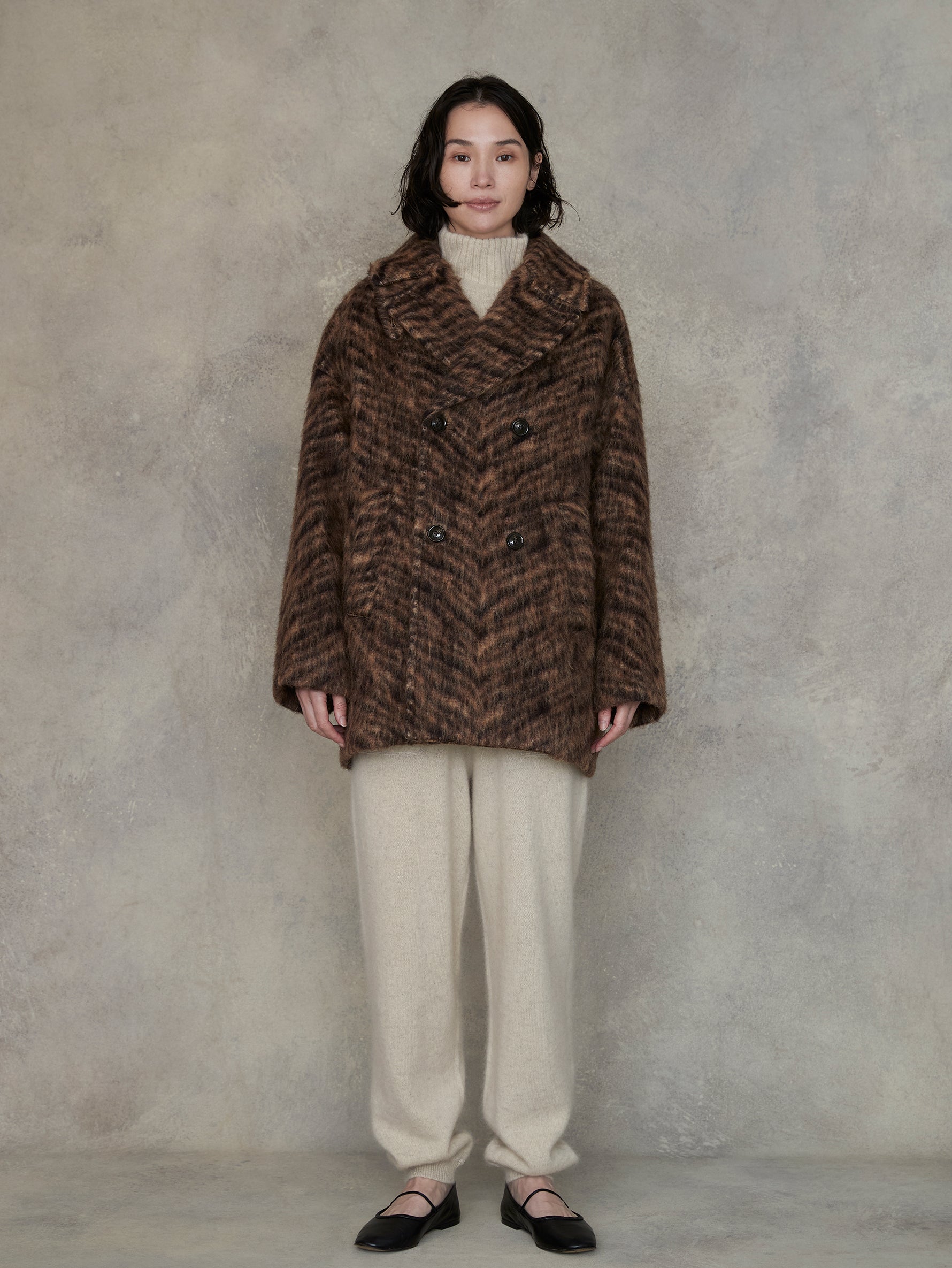 ウールゼブラシャギーピーコート/TBEA-262